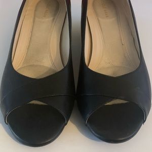 Cole Haan Nike Air Black Leather Wedges